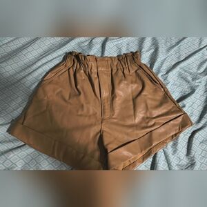 NWOT Abercrombie & Fitch High Waist Light Brown Leather Shorts